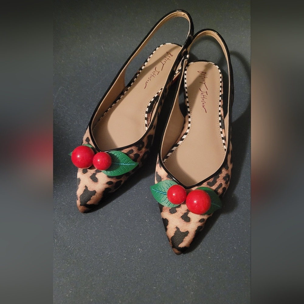 Betsey Johnson Junniper Leopard Flats with Cherry Accents - Picture 4 of 6